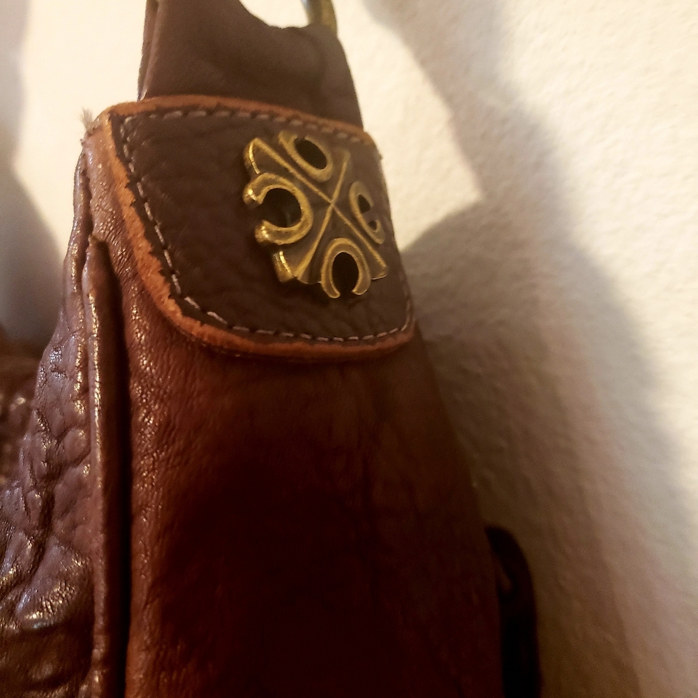 TYLIE MALIBU Dist.Peb. Brown Leather Handbag - Picture 7 of 11